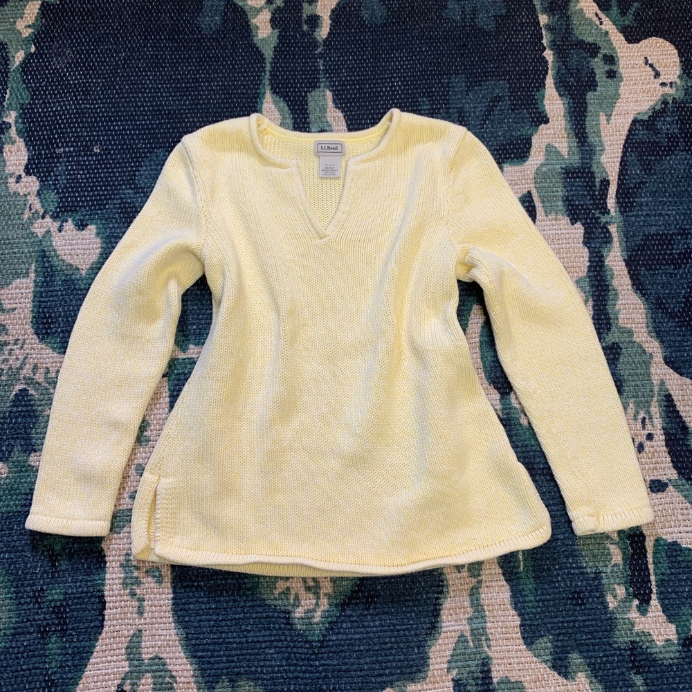 L.L. Bean Yellow V-Neck Sweater